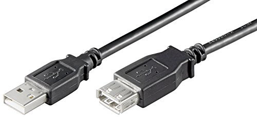 Ewent Cavo USB 2.0 Tipo A/Maschio a A/Femmina, Doppia Schermatura AWG 28 in Rame, Rata di Trasferimento fino a 480Mbit, 1,8m, Nero
