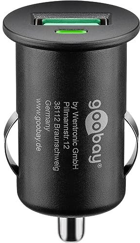 Goobay 45162 Quick Charge USB Port Auto Ladegerät USB Zigarettenanzünder Adapter 12V / 24V Kfz Mini USB Adapter Auto Ladestecker Schnellladegerät 18W