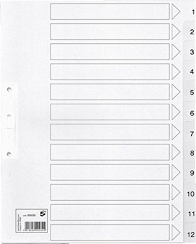 5 Star 929259 Kartonregister, 1-12 weiß
