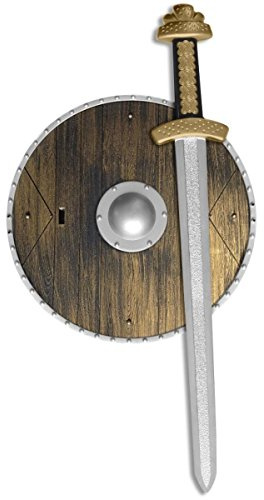 Smiffys Weapons Set, Brown with Sword & Wood Effect Shield, 39cm/15in, Boys Fancy Dress, Child Dress Up Accessories, World Book Day