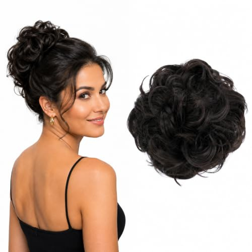 CAISHA Haarteil Haargummi Dutt Gewellt Messy DM15cm Dunkelbraun G2A