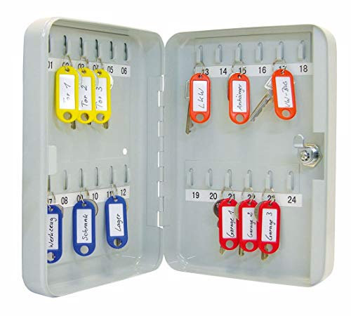 Wedo 10252437X Armario para 24 Llaves, Acero, Gris Luminoso, 18 x 6 x 25 cm