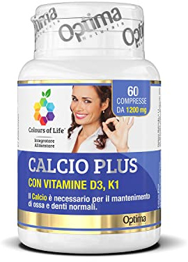 Calcio Plus - Integratore di Calcio - per Mantenimento di Ossa e Denti - Senza Glutine, per vegetariani 60 Compresse Colours Of Life