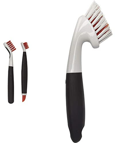 OXO Good Grips Fugenbürste/Reinigungsbürste mit ergonomischem Griff & 1285700 Good Grips Bürsten-Putzset zur Tiefenreinigung – orange