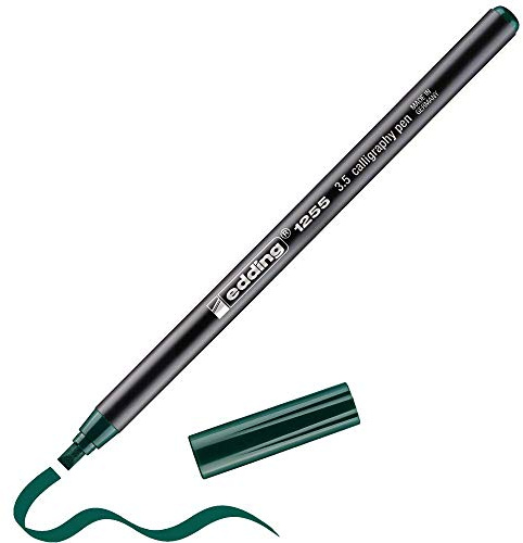 edding 1255 feutre calligraphie - vert bouteille - 1 stylo - pointe calligraphique 3,5mm - feutre pour papier,bois,terre cuite,toile -pour débutants, lettrage, bullet journals, cartes de vœux, agendas