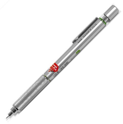 Uni M41010.26 Shift Pipe Lock Drafting 0.4mm Pencil, Silver Body with Green Accent