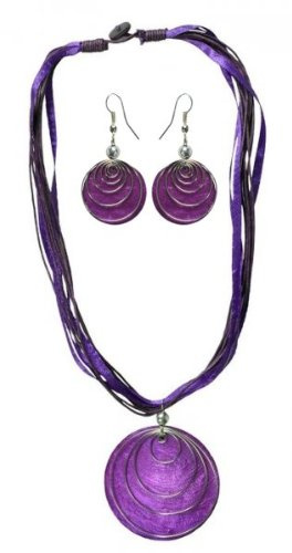 Woru Set aus Hals-Kette und Ohrringen mit Muschel-Anhänger in vielen verschiedenen Farben