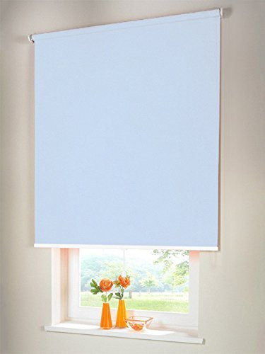 Hochwertiges Verdunkelungsrollo Mittelzugrollo Springrollo Rollo Verdunkelung 80 x 120 cm / 80x120 cm hellblau // Verdunkelungsrollo/Verdunkelungs-Rollo/Fensterrollo