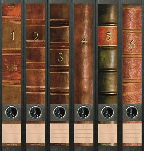 6er Set Ordnerrücken für schmale Ordner Bücher 1-6 Lexikon Ordner Aufkleber Etiketten Deko 609