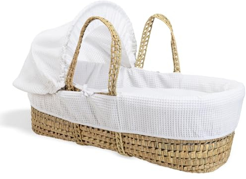 Clair de Lune Culla in palma a nido d'ape con biancheria da letto, 75 x 28 cm, colore: bianco