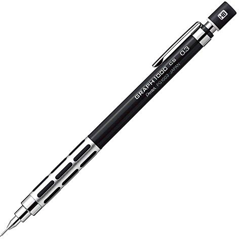 Pentel Druckbleistift Graph 1000 CS für Entwurf, 0,3 mm, schwarz (PG1003CS-A)