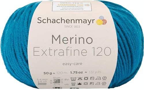 Schachenmayr Merino Extrafine 120 9807552-00169 petrol Handstrickgarn, Schurwolle, 10 x 10 x 7 cm