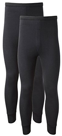 Heatwave® Pack of 2 Men's Thermal Trousers Long Johns Warm Underwear Baselayer Thermals, Large Black