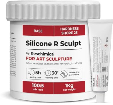 Caoutchouc de silicone pour sculpteurs R SCULPT, à deux composants et facile à utiliser, copie tous les détails fins et est compatible avec les résines, le plâtre, le béton et d'autre (1 kg)