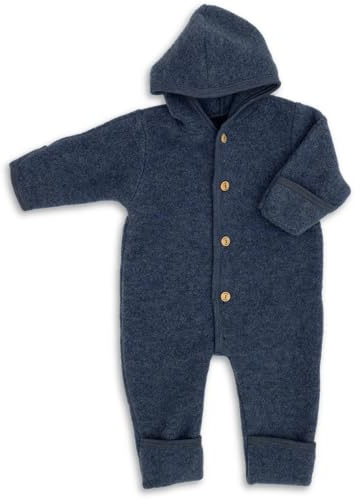 Engel Baby-Overall mit Kapuze, Holzknöpfen und Umschlag | Warm