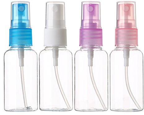 Sinide Plastic Spray Bottles 30ML- 4 Pack 1oz Empty Portable Refillable Makeup Clear Sprayer Bottle with Fine Mist Sprayer for Perfume, Essential Oils, Liquids, Aromatherapy, Travel Size (4 Pack)
