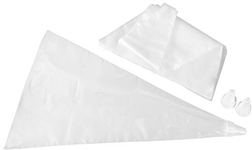 FMprofessional 3Tüllen Einwegspritzbeutel inkls 3 Tüllen, Kunststoff, Weiß, ca. 31cm, 4-Einheiten, 21513