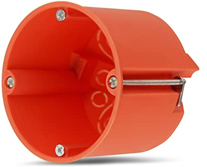 REV Boîte d’encastrement pour cloisons Creuses - Lot de 25, Ø 68mm, Profondeur 60mm, avec vis, Orange