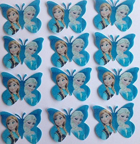 15 Large Pre-cut 3D Frozen Princess Elsa and Anna Edible Butterflies 2 or 5.2cm each Wafer Paper Cake/Cupcake Topper/Decoration