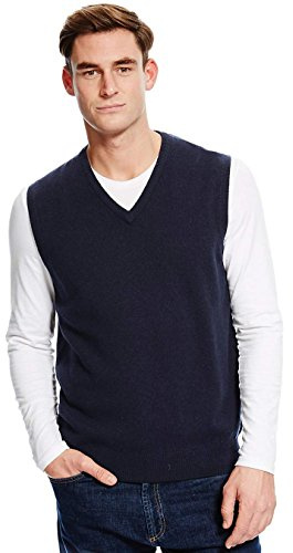 AARHON herr v-ringad ärmlös stickad jumper plus size tröja herr toppstorlek UK