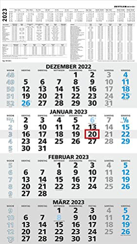 4-Monats-Wandkalender 959-33 x 63,5 cm, schwarz/blau