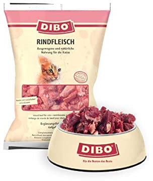 DIBO Rindfleisch für Katzen, 12 x 500g-Beutel, Tiefkühlfutter, gesunde, natürliche Ernährung für Katzen, Katzenfutter, Barf