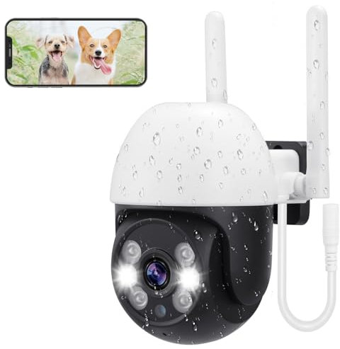 LEUTED 2K Überwachungskamera Aussen WLAN 5GHz/2,4GHz Kamera Überwachung, Outdoor Kamera mit Automatische Verfolgung, 2-Wege-Audio Sound-Lichter Alarm, IP66, SD-Karte/Cloud-Speicher