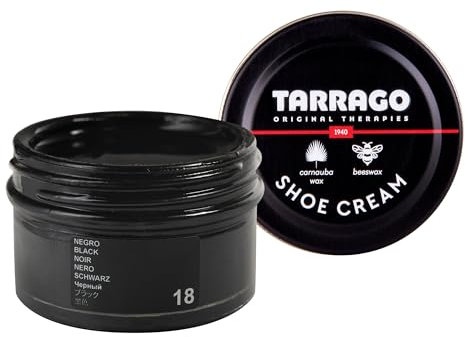 Tarrago | Crema per scarpe 50 ml | Crema nutriente, lucidante e protettiva per scarpe, calzature, borse e accessori in pelle, pelle e pelle sintetica (nero 18)