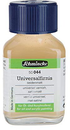 Schmincke - Universalfirnis, seidenmatt, farblos, nicht gilbend, alterungsbeständig, schnell trocknend, Schlussfirnis für Öl- und Acrylmalerei, 60 ml