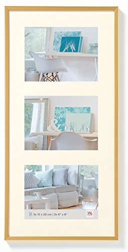 walther design Cadre Photo Or 3X 15x20 cm galerie avec Passe-Partout, Cadre Plastique New Lifestyle KV320G