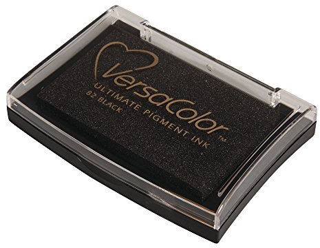 Rayher Hobby 29017576 Tsukineko Versa Color Pigment-Stempelkissen, schwarz, 9,6 x 6,3 x 1,8 cm, Tinte auf Wasserbasis