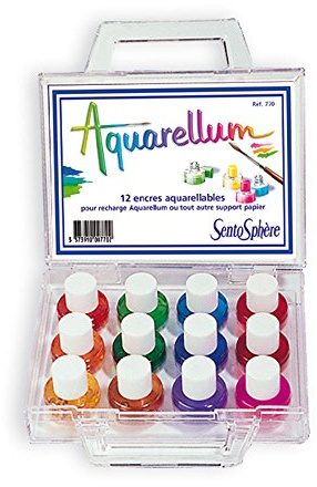 SentoSphère - AQUARELLUM - VALISETTE 12 ENCRES - Recharge Peinture Aquarellum - Kit peinture - Peinture Aquarellable Magique - A partir de 7 ans - fabriqué en France