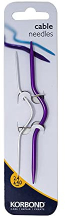 KORBOND Twin Pack Cable Needles – Aluminium – 2.4mm & 4.00mm - Ideal for a Multitude of Patterns and Projects – Cable Pattern - Beginner to Expert - Knitting Tool 180046