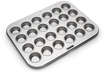 Fox Run Mini Muffin and Cupcake Pan, 24 Mini Cups, Stainless Steel Baking Pan, 10.5 x 13.75 x 1.5 inches