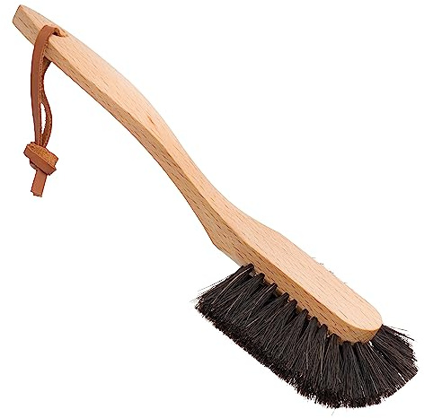Redecker Spülbürste Roßhaar Tellerbürste geschwungen Buchenholzgriff 26 cm mit Lederband