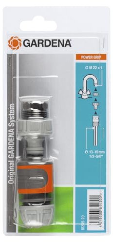 Kit di Raccordo Rapido Gardena: Kit di Raccordo Al Rubinetto per Collegamento Rapido di Tubi da Giardino da 13 Mm (1/2 Pollice) e da 15 Mm (5/8 Pollice) (18285-20)
