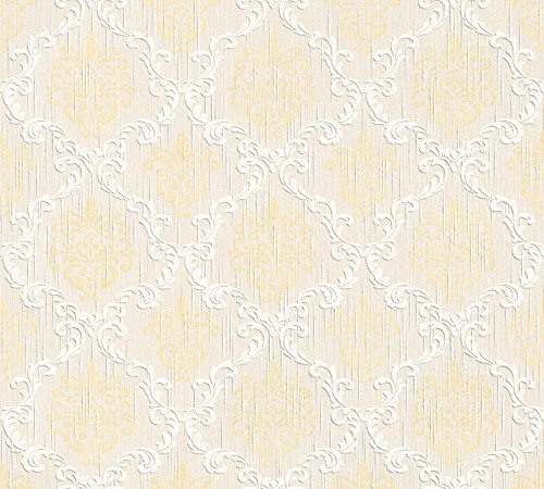A.S. Création Architects Paper Textiltapete Tessuto Tapete mit Ornamenten barock 10,05 m x 0,53 m beige creme metallic Made in Germany 956297 95629-7