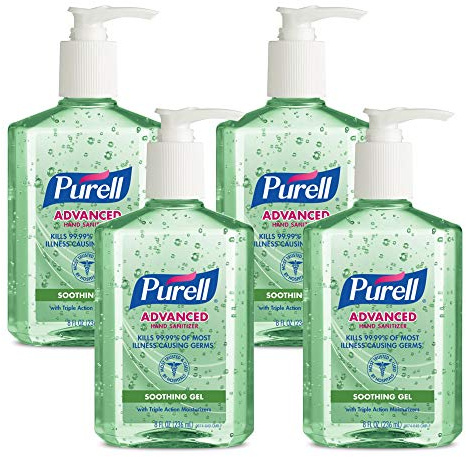 Purell - 9674-04-ECIN PURELL Advanced Hand Sanitizer Soothing Gel, Fresh Scent, with Aloe and Vitamin E - 8 fl oz Pump Bottle (Pack of 4) - 9674-06-EC