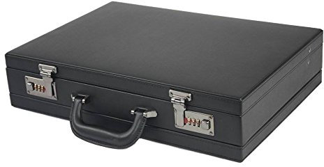 Quality Black Leather Effect PU Briefcase/Attache Case (6910)