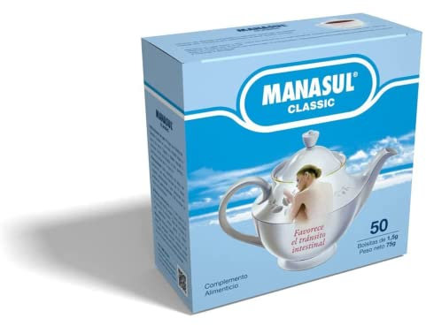 MANASUL Classic - Infuso Lassativo a base di Sen, Melissa, Menta, Liquirizia e Anice Verde, 100% Naturale senza Conservanti né Additivi. Confezione da 50 bustine.