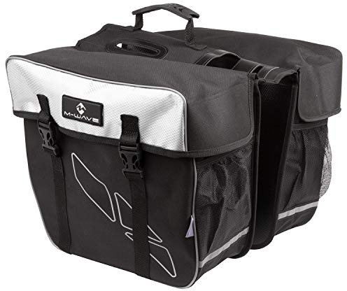 M-Wave Amsterdam Double Gepäckträgertasche, schwarz/weiß, 44 x 40 x 5 cm