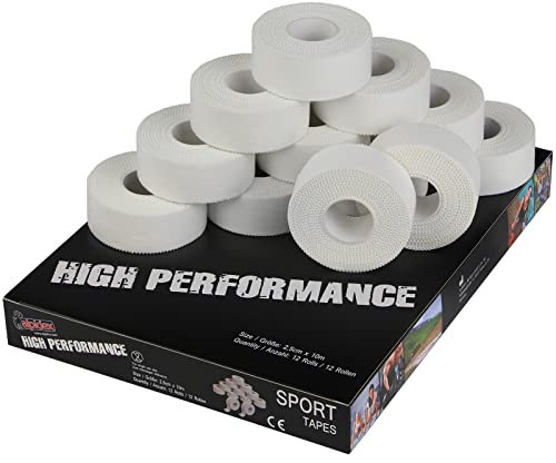 ALPIDEX 12 Rollen Sport Tape Set Fingertape 2,5 cm x 10 m Klettertape Tapeverband Weiß Unelastisch Gelenk Sporttape