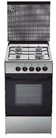 Cocina de gas butano/natural Haltra P4-FX, 4 quemadores, Horno, acabado Inox