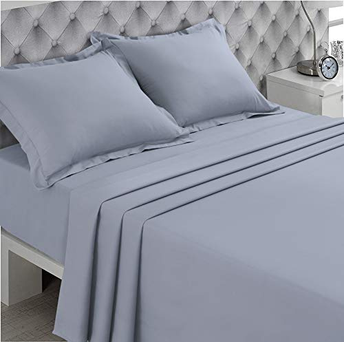 VISION - Bettlaken - 100% Baumwolle - Farbe: Perlgrau - 270 x 300 cm - Doppelbett - Natürliche Fasern - Dichte Webart - Weiches und atmungsaktives Gewebe - Oeko-Tex Zertifiziert