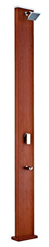 Gre DSALC32W - Doccia Solare da Esterno per Piscine. Doccia da Giardino in Alluminio, Imitazione Legno, con Una capacità di 32 Litri.