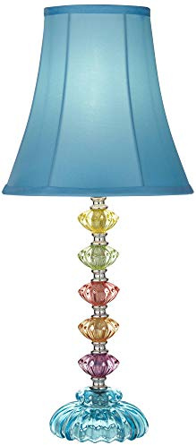 360 Lighting Bohemian Traditional Chic Style Accent Table Lamp 21 High Multi Colored Stacked Glass Teal Blue Orchid Bell Shade Decor for Kids Girls Living Room Bedroom Bedside House Home