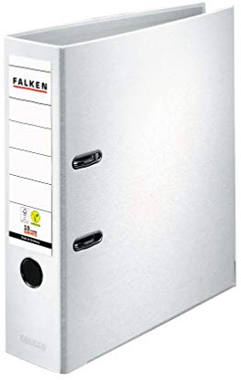 Original Falken PP-Color plastmapp. Made in Germany. 8 cm bred DIN A4 vit ringbindare vegansk mapp brevmapp kontorsmapp plastmapp slitsad mapp