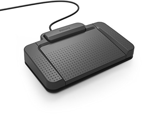 Philips ACC2310 USB-Fußschalter, 3 Pedal-Design Rücklauf, Vorlauf, Wiedergabe, Plug und Play, ohne Software, Anthrazit