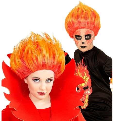 W WIDMANN MILANO Party Fashion 74592 - Kinderperücke Devil, rot-orange, Teufel, Halloween, Karneval, Mottoparty