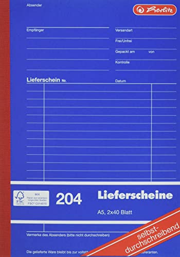 Herlitz Lieferscheinbuch 204, selbstdurchschreibend, A5, 2 x 40 Blatt